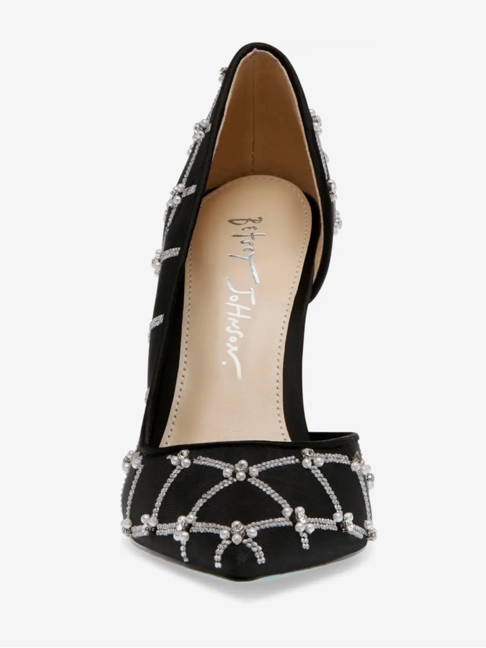 Betsey Johnson Cruze Stiletto Pumps Black Mesh Rhinestone Classic Glam In Box 9 - Picture 3 of 10